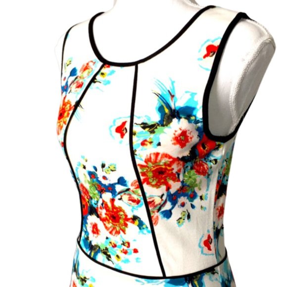 Anthropologie Black White Floral Peplum Top XS - Picture 3 of 8